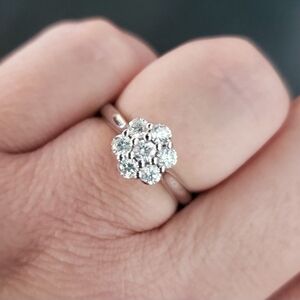 14K White Gold Floral Diamond Ring